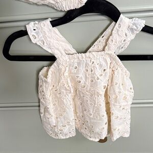 Jessica Simpson eyelet top and matching diaper bottom 3-6m nwt